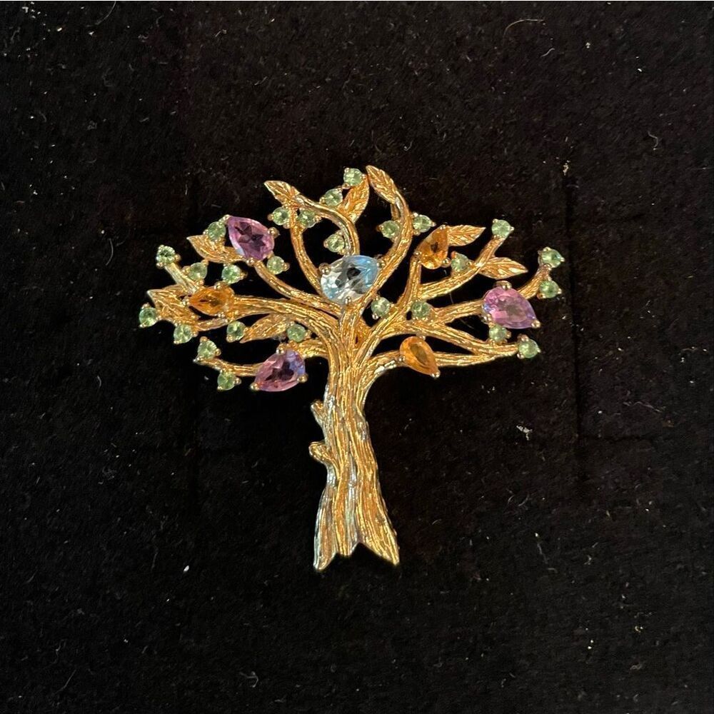 Tree of Life Pendant Multicolor Gemstones – Amethyst, Citrine, Blue & Green Gran
